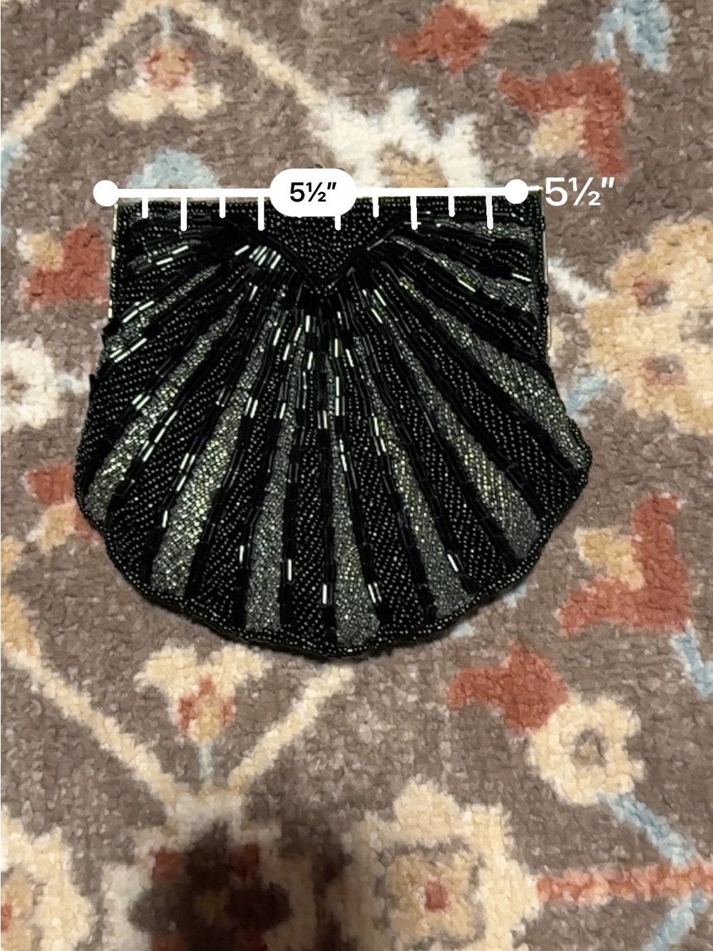 🖤 Black Beaded Shell Clutch Evening Bag Retro Glam Purse - Picture 8 of 12